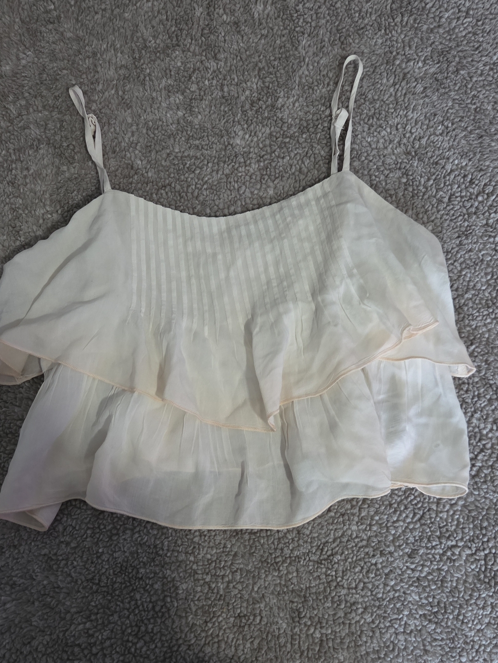 American Eagle Outfitters Cream Ruffle Layered Cami
